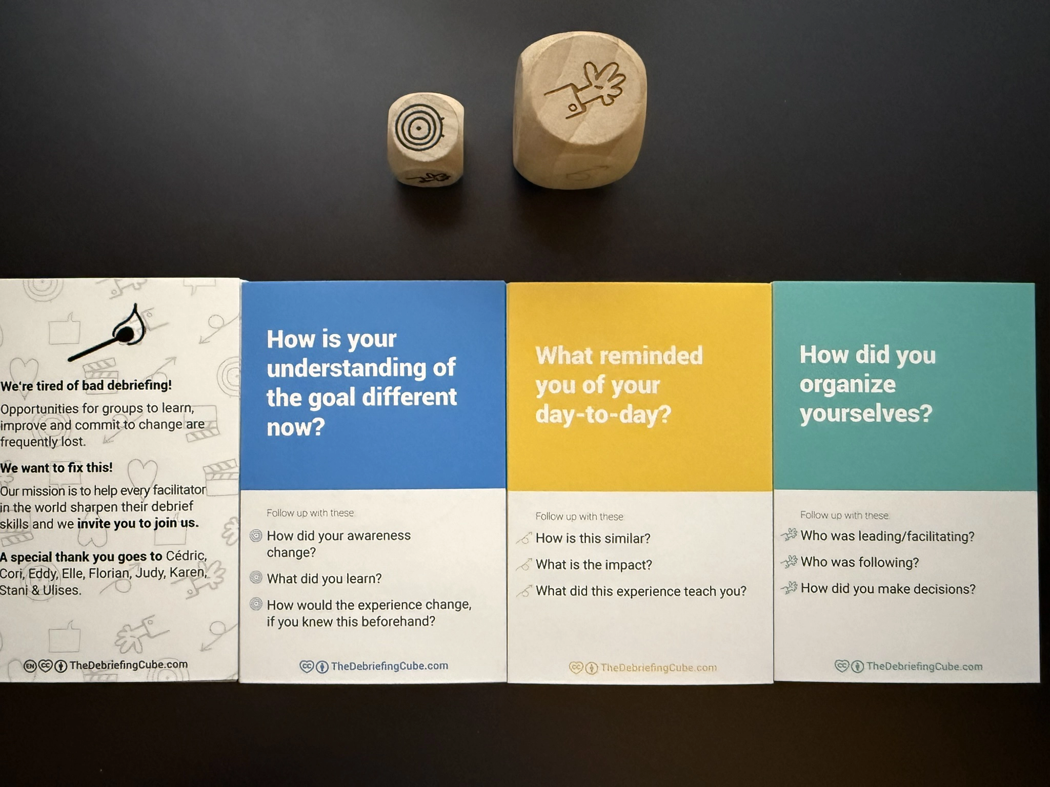 debriefing cube cards